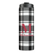 Zwart-wit geplakt met Monogram Naam Thermosbeker (Voorkant)