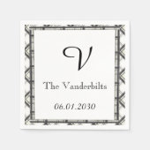 Zwart-wit geplakt monogram bruiloft servetten (Voorkant)