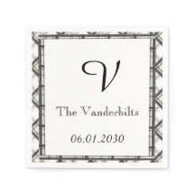 Zwart-wit geplakt monogram bruiloft