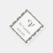 Zwart-wit geplakt monogram bruiloft servetten (Hoek)