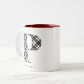 Zwart-wit geplakt papier P Tweekleurige Koffiemok (Voorkant links)