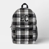 Zwart-wit geplakt Preppy Custom Monogram Bedrukte Rugzak (Voorkant)