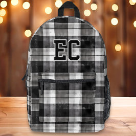 Zwart-wit geplakt Preppy Custom Monogram Bedrukte Rugzak