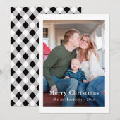 Zwart-wit geplakte kerstfotovakantie feestdagenkaart (Voorkant / Achterkant)
