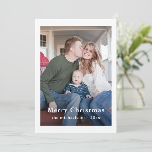 Zwart-wit geplakte kerstfotovakantie feestdagenkaart (Staand voorkant)