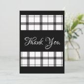 Zwart-wit gepolijste legante bruiloft bedankkaart (Staand voorkant)