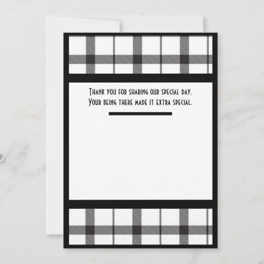 Zwart-wit gepolijste legante bruiloft bedankkaart (Achterkant)