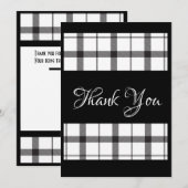 Zwart-wit gepolijste legante bruiloft bedankkaart (Voorkant / Achterkant)