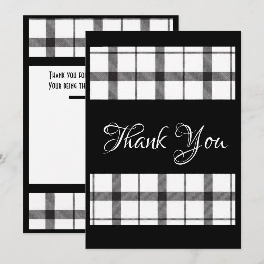 Zwart-wit gepolijste legante bruiloft bedankkaart (Voorkant / Achterkant)