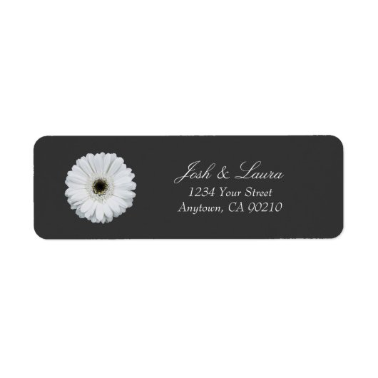 Zwart-wit Gerbera Daisy | Adres Floral Etiket (Voorkant)