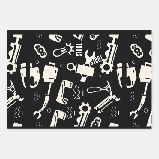 Zwart-wit gereedschap Zwaar inpakpapier (Voorkant 3)