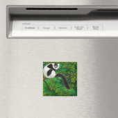 Zwart-wit gerimpelde Lemur Magnet (Insitu (Vaatwasser))