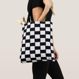 Zwart-wit geruit 4Jojo Tote Bag