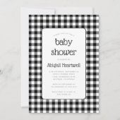 Zwart-wit geruit babyshowerfeest kaart (Voorkant)