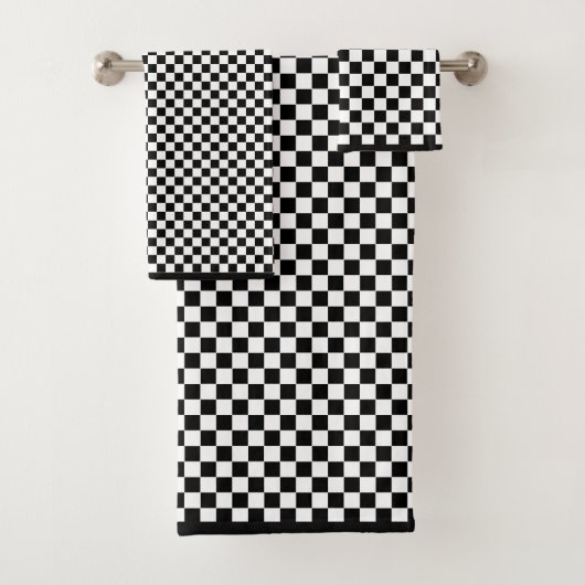 Zwart Wit Geruit Bad Handdoek (Insitu)