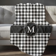 Zwart Wit Geruit Buffalo Plaid Patroon Monogram
