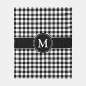 Zwart Wit Geruit Buffalo Plaid Patroon Monogram Fleece Deken (Voorkant)