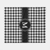 Zwart Wit Geruit Buffalo Plaid Patroon Monogram Fleece Deken (Voorkant (Horizontaal))