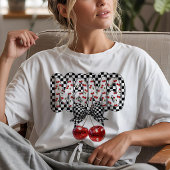 Zwart-wit geruit Cherry Mama Tri-Blend Shirt