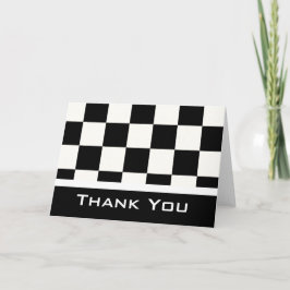 Zwart/wit geruit Dank u Wenskaart Bedankkaart