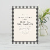 Zwart-wit geruit eenvoudig chic bruidsbrunch kaart (Staand voorkant)