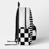 Zwart Wit  Geruit en Gestreept Bedrukte Rugzak (Links)