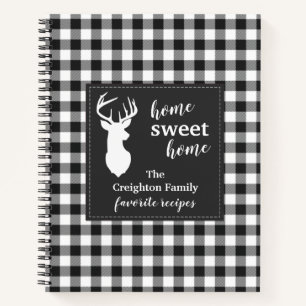 Zwart-wit geruit familiereceptenboek voor de feest notitieboek