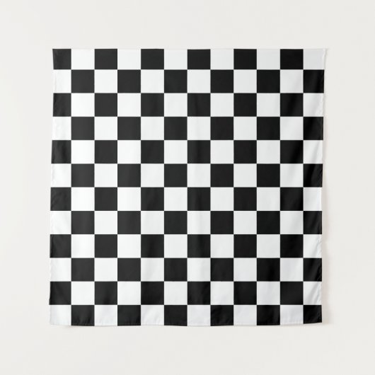 Zwart Wit Geruit Geruit Patroon Wandkleed (Voorkant)