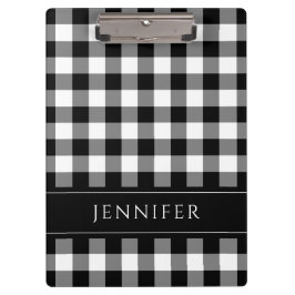 Zwart-wit geruit Gingham Patroon naam afdrukken Klembord