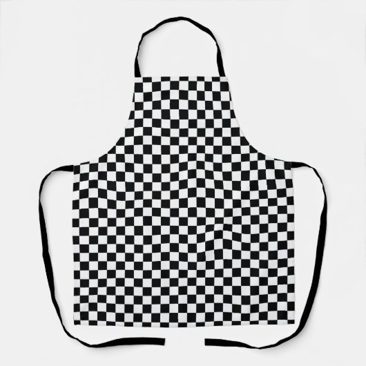 Zwart-wit geruit gingham patroon schort (Voorkant)