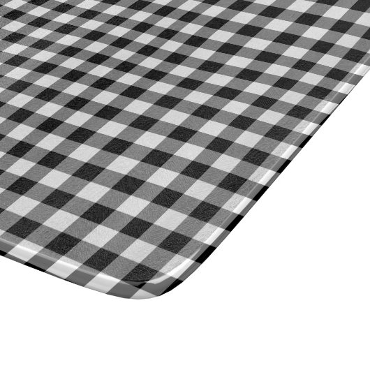 Zwart-wit geruit gingham patroon snijplank (Hoek)