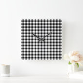 Zwart-wit geruit gingham patroon vierkante klok (Huis)