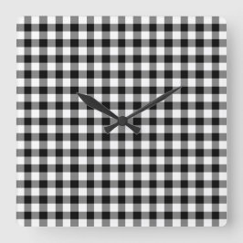 Zwart-wit geruit gingham patroon vierkante klok