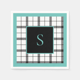 Zwart, Wit, Geruit, Groen Elegant, Chic, Modern Servet