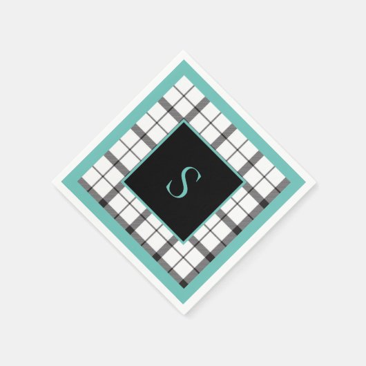 Zwart, Wit, Geruit, Groen Elegant, Chic, Modern Servet (Hoek)