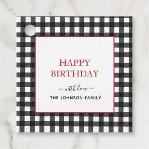 Zwart-wit geruit Happy Birthday cadeaukaartjes Bedankjes Labels