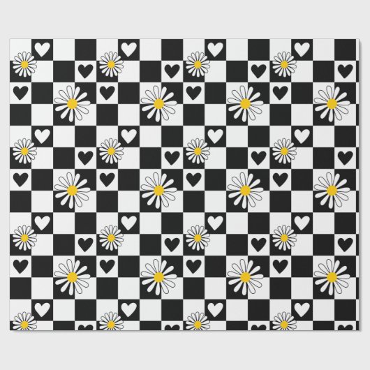 Zwart wit geruit inpakpapier (Vlak)