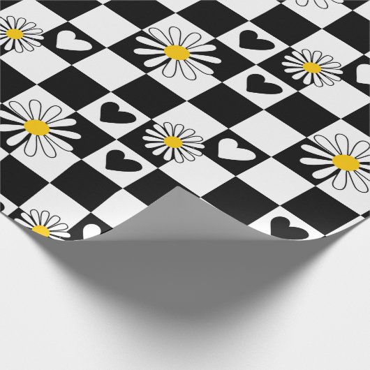 Zwart wit geruit inpakpapier (Hoek)