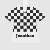 Zwart-wit geruit jongensnaam ornament (voorkant)
