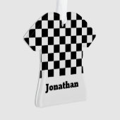 Zwart-wit geruit jongensnaam ornament (voorkant)