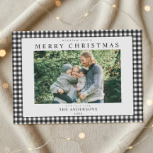 Zwart-wit geruit Kerstfoto