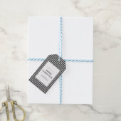 Zwart-wit geruit Kerstmis Cadeaulabel (Met Touw)