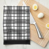Zwart-wit geruit keukenhanddoek met ruitpatroon (Quarter Fold)