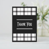 Zwart, Wit, Geruit, Klasse, Chic, Modern, Stijlvol Bedankkaart (Staand voorkant)