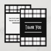 Zwart, Wit, Geruit, Klasse, Chic, Modern, Stijlvol Bedankkaart (Voorkant / Achterkant)