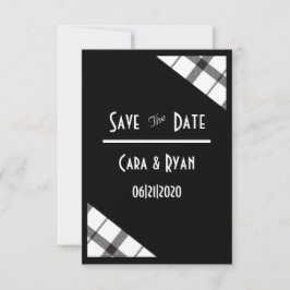 Zwart, Wit, Geruit, Klasse, Chic, Moderne Trouwdag Save The Date