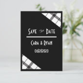 Zwart, Wit, Geruit, Klasse, Chic, Moderne Trouwdag Save The Date (Staand voorkant)