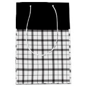Zwart, Wit, Geruit, Klassiek, Chic, Modern, Stijlv Medium Cadeauzakje (Voorkant)