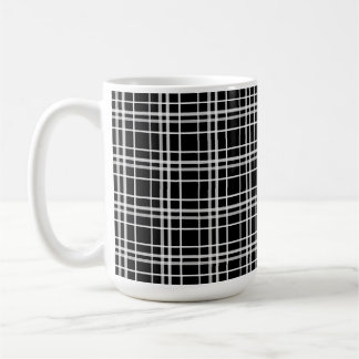 Zwart wit geruit lijnenpatroon koffiemok