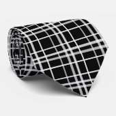 Zwart wit geruit lijnenpatroon stropdas (Opgerold)